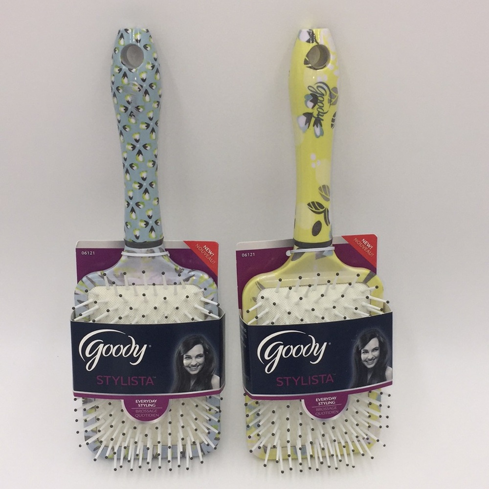 2 Goody Stylista Paddle Hair Brushes Blue & Yellow